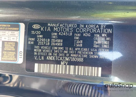 2021 Kia Seltos Sx from USA, damaged, VIN KNDETCA23M7180988